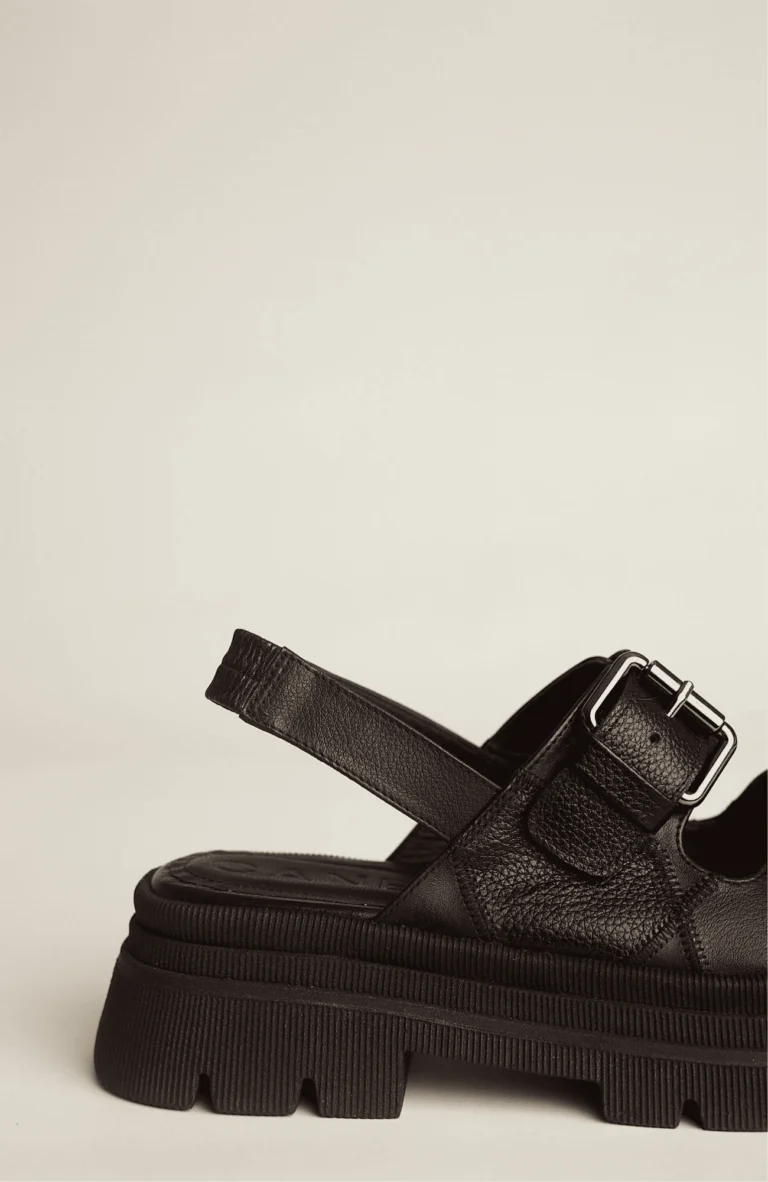 CANELLA SANDALIAS PATCH BLACK LEATHER SANDALS - Image 3